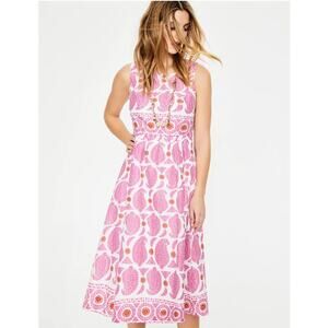 BODEN Lizzy Maxi Dress Pink Paisley Cotton Resort, 14L